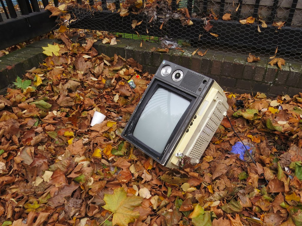 Flytipped television in Shadwell East London